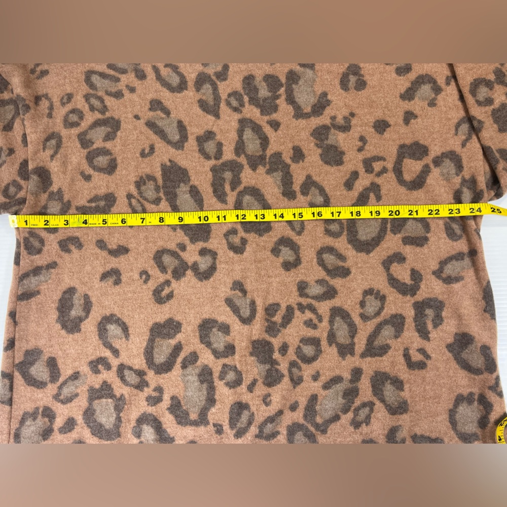 Again Made in USA Leopard Print Sweatshirt Oversized Neutral Pullover - Picture 5 of 7